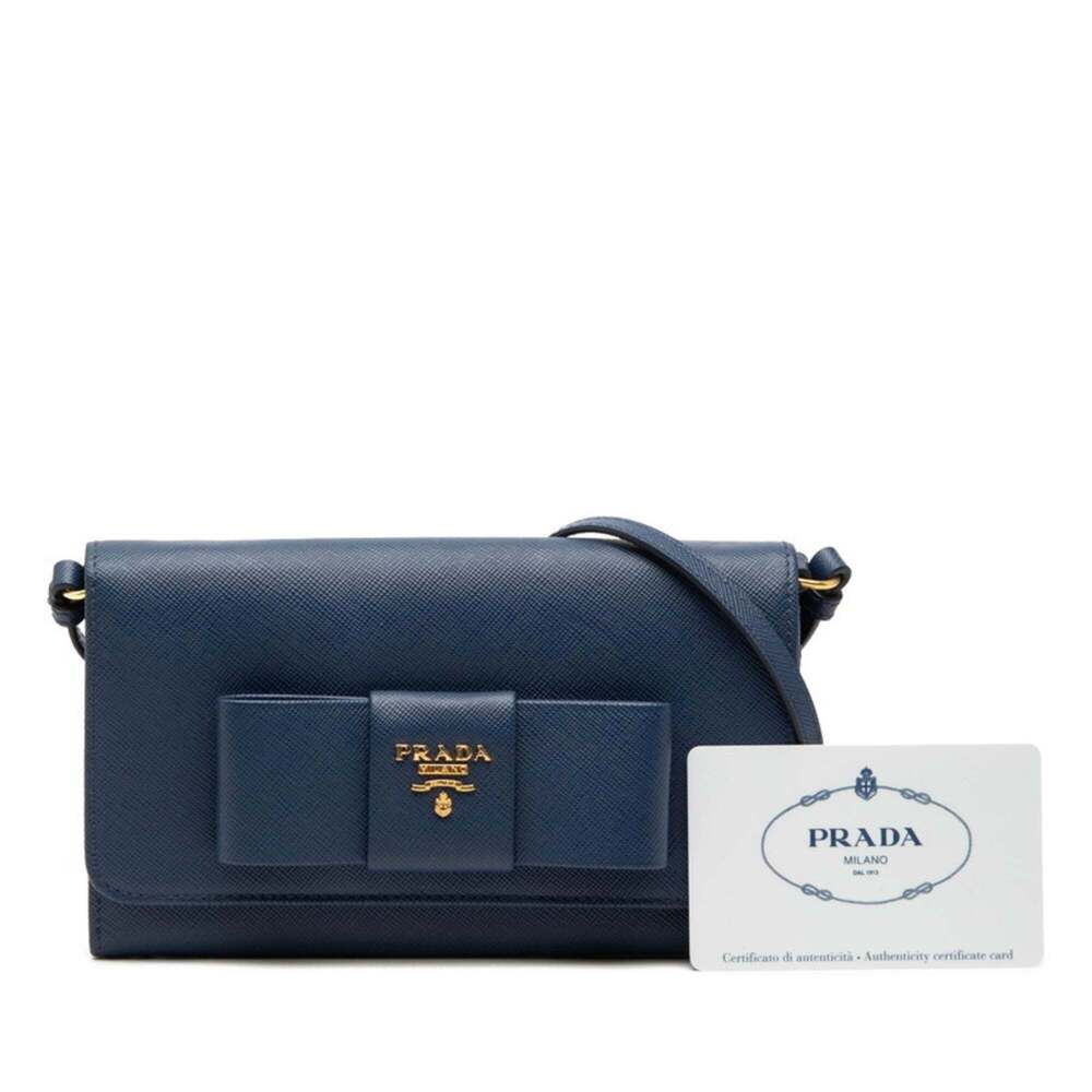 PRADA Blue Leather Saffiano Shoulder Bag - Picture 6 of 6